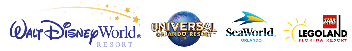Logos de Parques: Disney, Universal, SeaWorld, Legoland