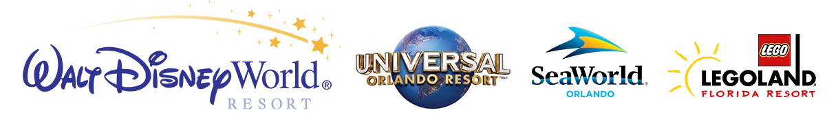 Logos de Parques: Disney, Universal, SeaWorld, Legoland